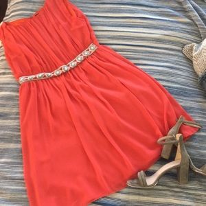 Orange dress with beading detail